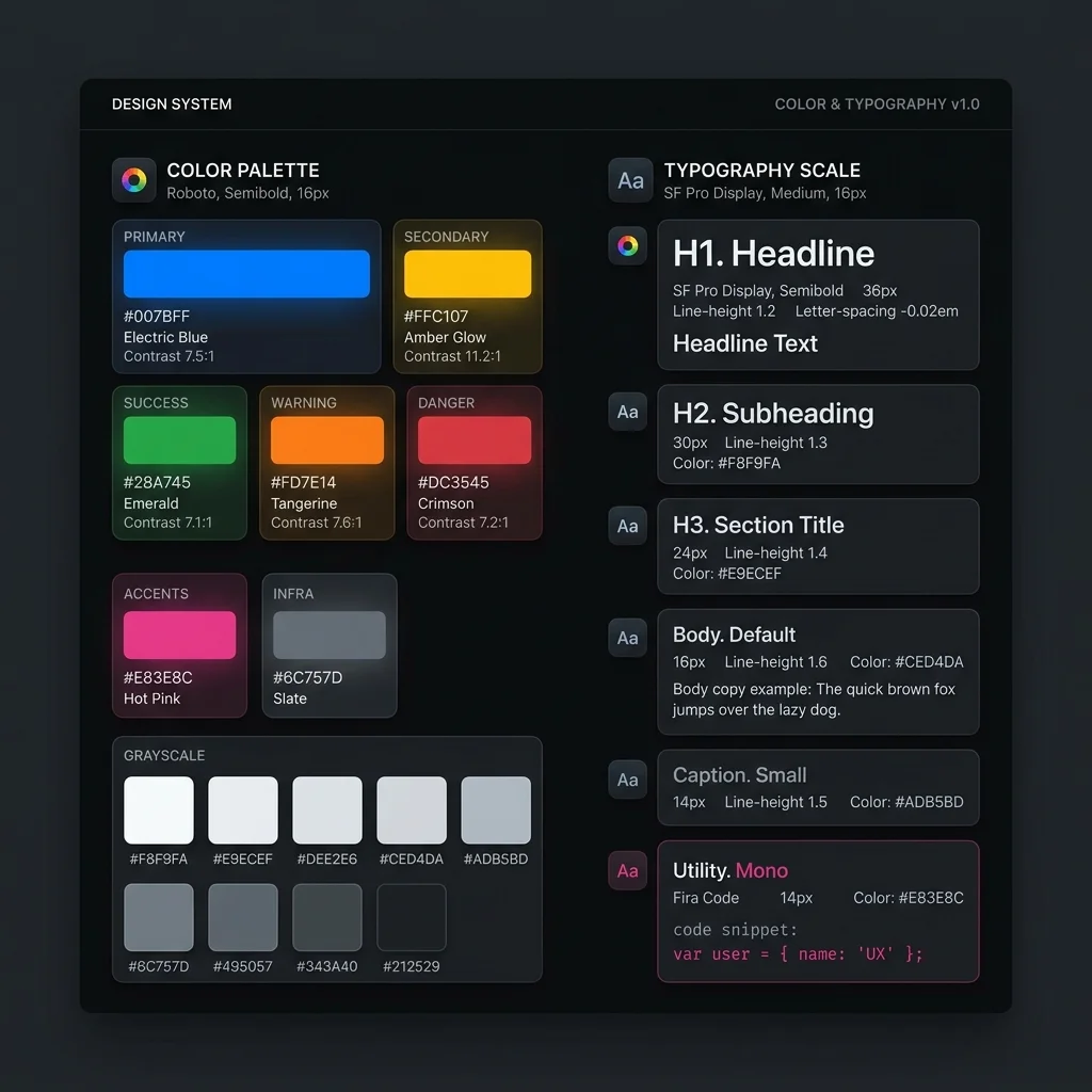 Brand color palette UI for digital products